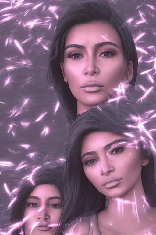 Image similar to 3d realistic dramatic infrared photo of kim kardashian and kylie jenner as schoolgirls falling in a dark subway station in Japan. Close-up portrait. There are pink palm trees and translucent glowing jellyfish flying around. Volumetric composition. Pastel colors in the style of Hiro Kiyohara, redshift, octane, trend artstation, cinematic, hyper realism, high detail, 8k