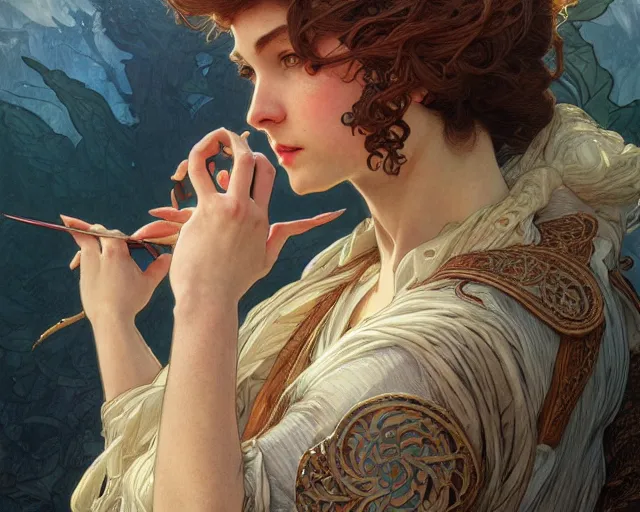 Image similar to photography of louis rhead, deep focus, d & d, fantasy, intricate, elegant, highly detailed, digital painting, artstation, concept art, matte, sharp focus, illustration, hearthstone, art by artgerm and greg rutkowski and alphonse mucha