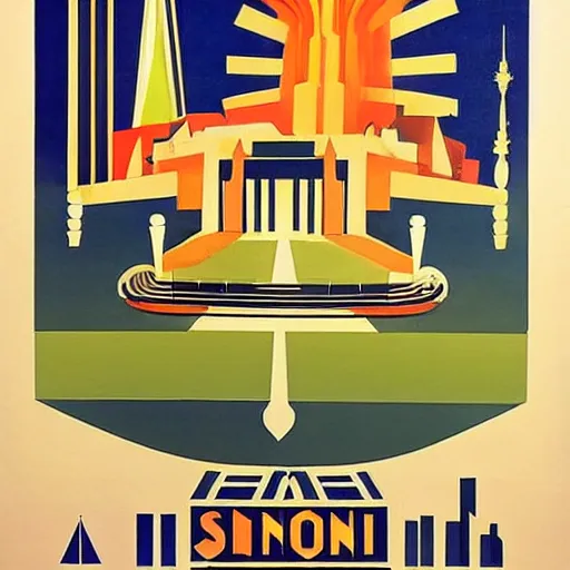 Prompt: Art Deco poster of Singapore, Museum of Modern Art