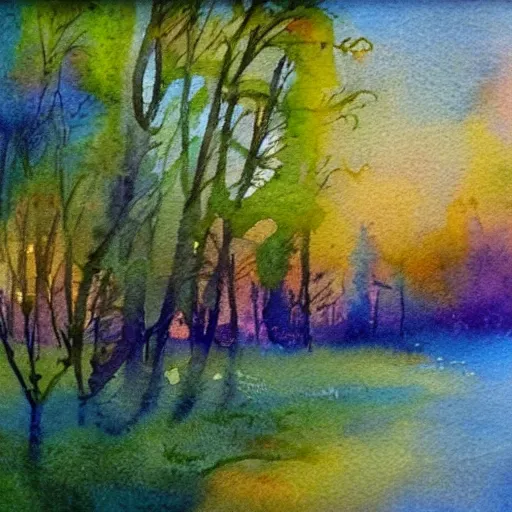 Prompt: impressionist painting but in watercolor