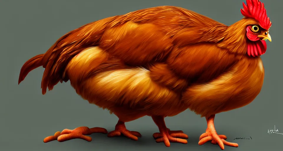 Prompt: a digital painting of a chicken - cat hybrid, hyperealism, award winning, stunning, trending on art - sation, highly detailed, cinematic lighting, 8 k, hd