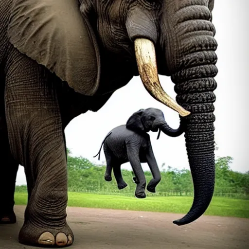 Prompt: a dog riding an elephant, photography,