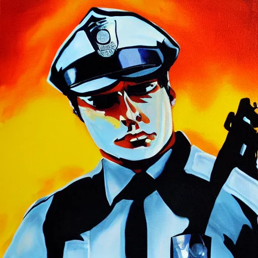 Image similar to t 1 0 0 0 police officer painting