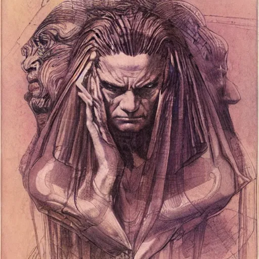 Image similar to dream weaver, Alan Lee, jack Kirby, DaVinci