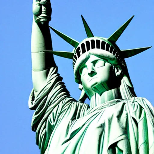 Image similar to the statue of liberty comes alive and invades new york city