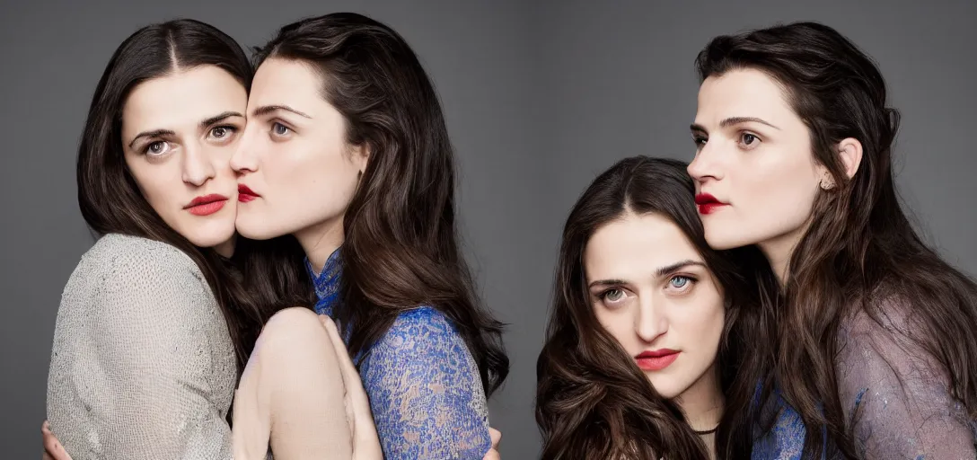 Image similar to katie mcgrath kissing melissa benoist, studio lighting 4 k