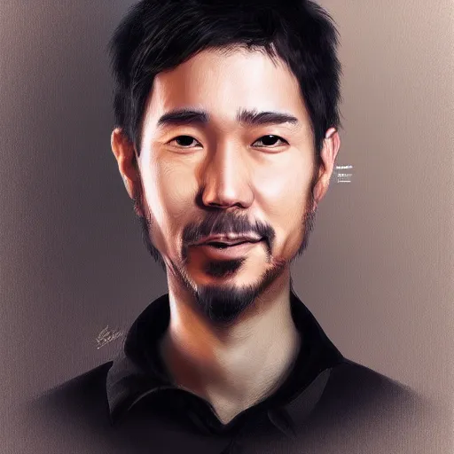 Image similar to realistic portrait of Satoshi Nakamoto by Ross Tran