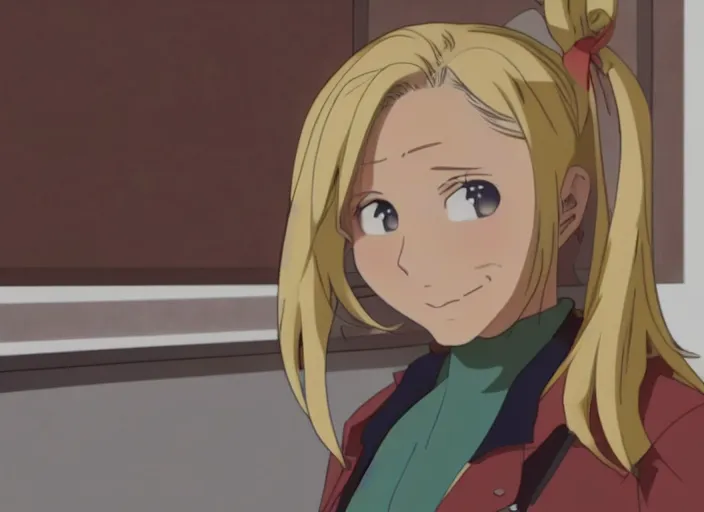 Prompt: frame from the anime version of veronica mars, starring kristen bell, the anime character looks like kristen bell, hd, 8 k, bluray, screenshot