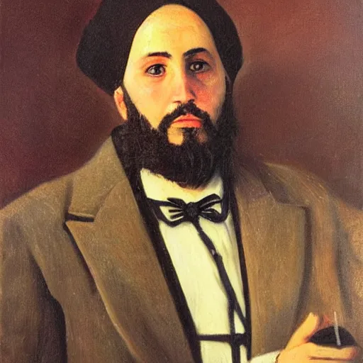 Prompt: portrait of the world’s sexiest Orthodox Jewish Rabbi, oil painting, 1883, Poland