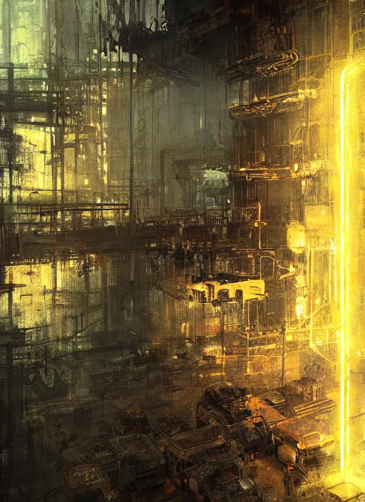 Prompt: factorio, neon, rule of thirds, intricate, spotlight, by greg rutkowski, by jeremy mann, digital painting