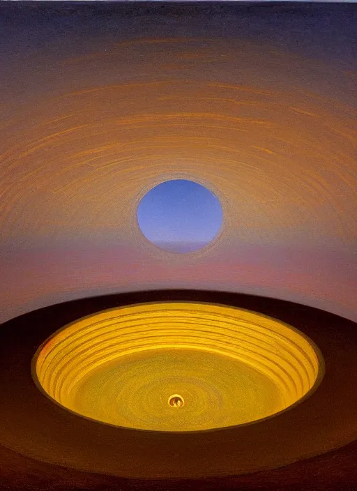 Prompt: james turrell's roden crater painted by thomas cole