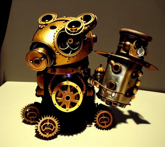 Prompt: steampunk ferret - shaped mech, steampunk bioshock - inspired ferret - shaped mechanical animal