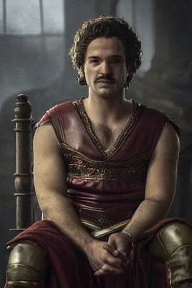 Image similar to “ very very intricate photorealistic photo of a realistic human version of super mario in an episode of game of thrones, photo is in focus with detailed atmospheric lighting, award - winning details ”