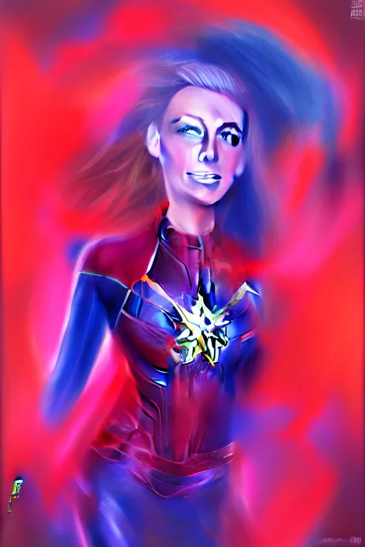 Prompt: Blake Lively as Captain Marvel high quality digital painting in the style of LIto, Junji