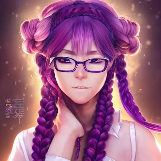 Prompt: 3D advanced digital art, a very beautiful and gorgeous anime woman teacher with glasses + full body, very long pink hair+ braided hair, purple eyes, standing in class, full round face :: cinematic lighting, mid-shot, highly intricately detailed, trending on pixiv :: Steven Artgerm Lau, WLOP, RossDraws, RuanJia, James Jean, Andrei Riabovitchev, Totorrl, Marc Simonetti, Visual Key, and Sakimichan