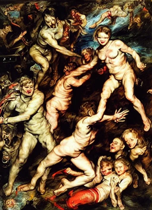 Prompt: adventure playground accident, adventure playground accident, adventure playground accident, adventure playground accident, adventure playground accident, adventure playground accident, oil on canvas by peter paul rubens. style fall of the damned by peter paul rubens