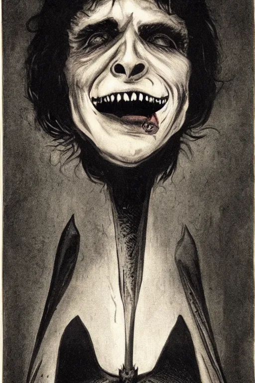 Image similar to a vampire with the face of a bat