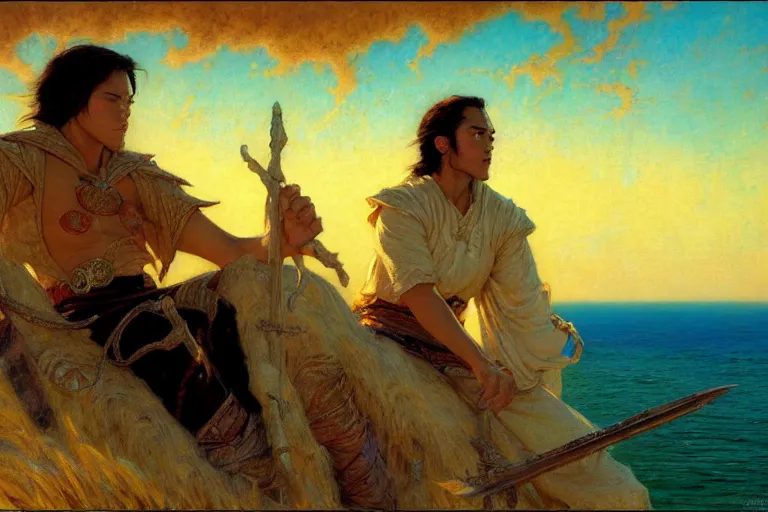 Prompt: tales of earthsea, painting by gaston bussiere, craig mullins, j. c. leyendecker, tom of finland