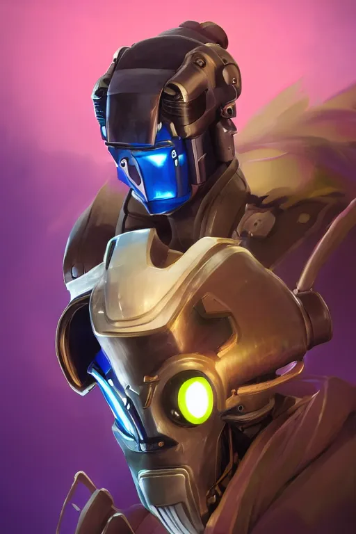 Image similar to epic mask helmet robot ninja portrait stylized as fornite style game design fanart by concept artist gervasio canda, behance hd by jesper ejsing, by rhads, makoto shinkai and lois van baarle, ilya kuvshinov, rossdraws global illumination radiating a glowing aura global illumination ray tracing hdr render in unreal engine 5