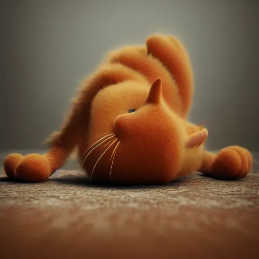 Image similar to hyperrealistic dslr film still of garfield the cat disguised as andrew garfield, orange, stunning 8 k octane comprehensive 3 d render, inspired by istvan sandorfi & greg rutkowski & unreal engine, perfect symmetry, dim volumetric cinematic lighting, extremely hyper - detailed, incredibly real lifelike attributes & flesh texture, intricate, masterpiece, artstation, stunning