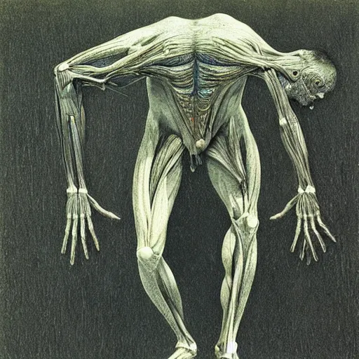 Image similar to human body anatomy by Beksiński, Zdzisław