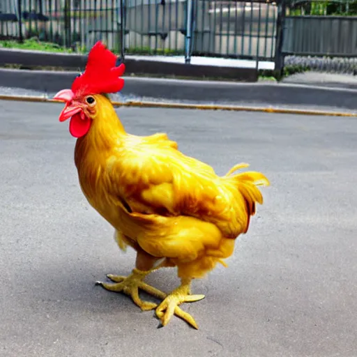 Image similar to chicken wearing inmate clothes