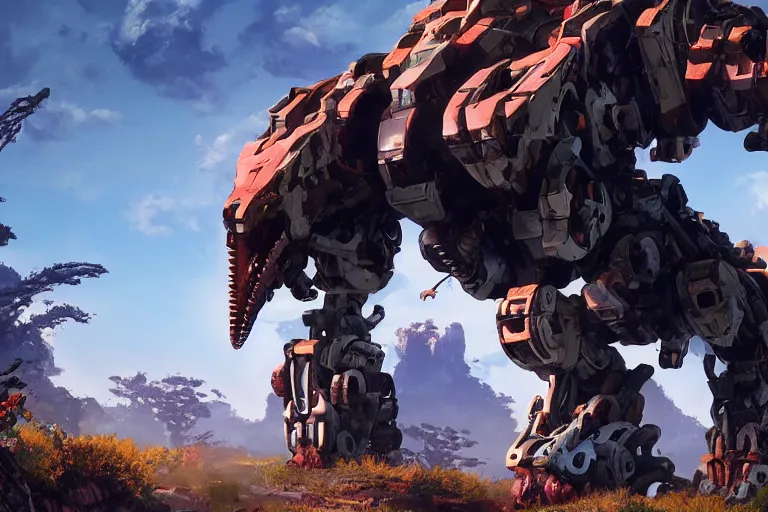 Image similar to burrower machine mecha animal beast robot of horizon forbidden west horizon zero dawn bioluminiscence global illumination ray tracing hdr fanart arstation by sung choi and eric pfeiffer and gabriel garza and casper konefal