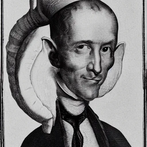 Prompt: A caricature of a man with big ears