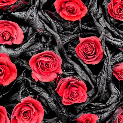 Image similar to charred red roses, closeup