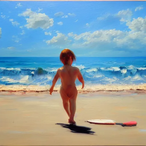 Prompt: lets to to the beach beach lets go get away, style of goya, oil painting, hyperrealism, 4k, artstation