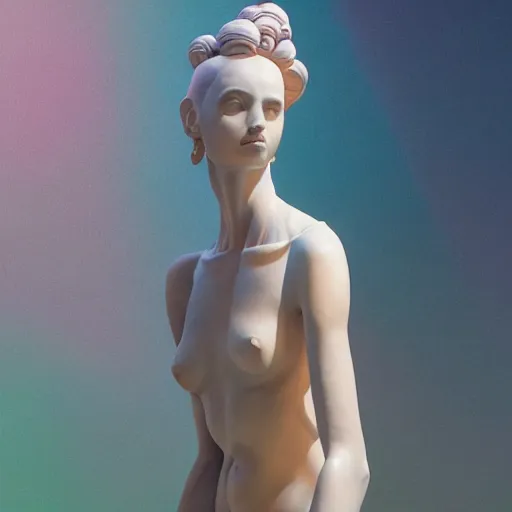 Prompt: soft greek sculpture of a tall girl painted by james jean in pastel colors. artwork by Tooth Wu and wlop and beeple and dan mumford and greg rutkowski and nekroxiii. halo. octane render, cinematic, hyper realism, octane render, 8k, depth of field, bokeh. iridescent accents. vibrant, n- 9