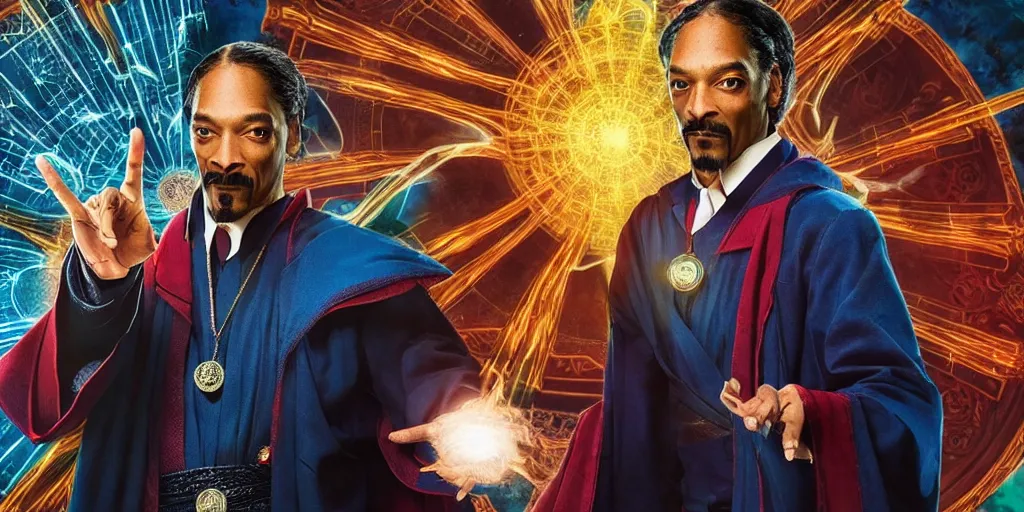 Image similar to snoop dogg as the doctor strange, marijuana leaves, green light, highly detailed, marvel cinematic universe, mcu, photo