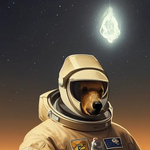 Image similar to a bear in a astronaut suit and walter white, intricate, highly detailed, digital painting, artstation, concept art, smooth, sharp focus, illustration, unreal engine 5, 8 k, art by artgerm and greg rutkowski and alphonse mucha