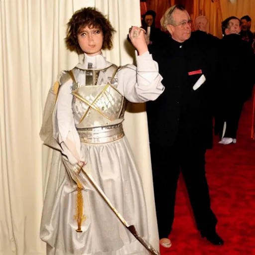 Image similar to photo of joan of arc at the met gala