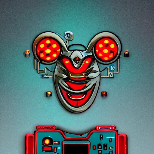 Prompt: retro electronics logo depicting a dragon head and a tuxedo highly detailed. artstation. r / cyberpunk