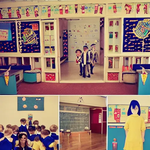 Image similar to a cool school reception, wes anderson style