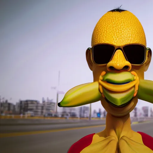 Prompt: banana man as a real person, photorealistic, cinematic