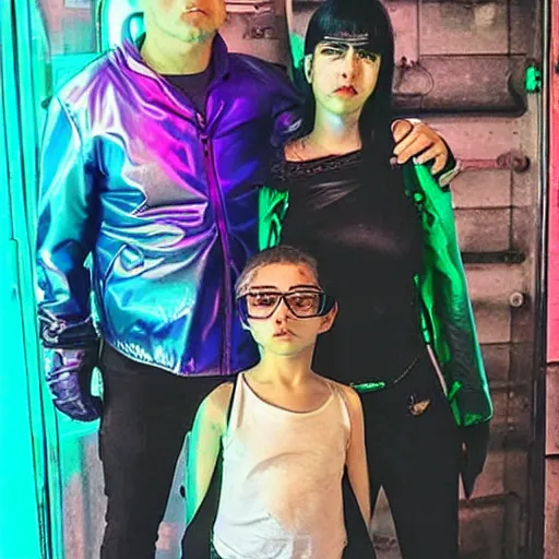 Prompt: cyberpunk casados con hijos Pepe Argento and Moni Argento