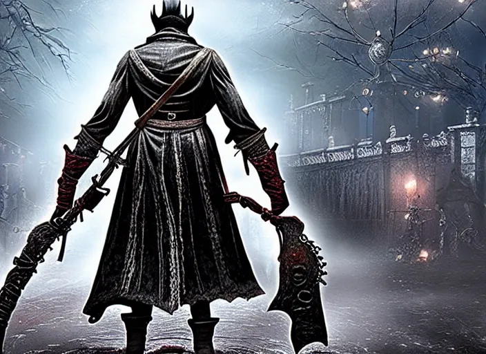 Prompt: bloodborne 2 box art with jim carrey, video game box art, playstation 1 0 cover cover