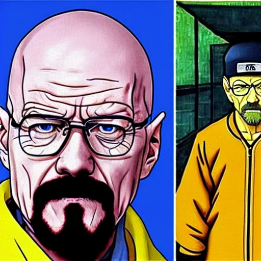 Prompt: walter white becomes naruto in horror film by van gough