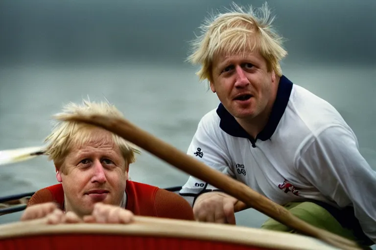 Prompt: closeup portrait of boris johnson rowing england with an oar, natural light, sharp, detailed face, magazine, press, photo, steve mccurry, david lazar, canon, nikon, focus