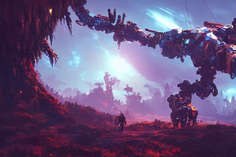 Image similar to watcher machine mecanical creature robot of horizon forbidden west horizon zero dawn bioluminiscence global illumination ray tracing hdr fanart arstation by ian pesty and alena aenami artworks in 4 k