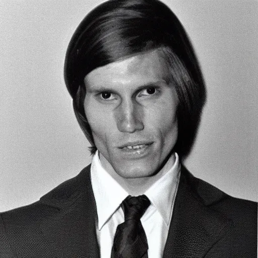 Image similar to A photograph portrait of Jerma985 with short-medium length hair a combover wearing early 1970s menswear in the early 1970s, taken in the early 1970s, grainy, taken on a 1970s Polaroid Camera, realistic, hyperrealistic, very realistic, highly detailed, very detailed, extremely detailed, detailed, digital art, trending on artstation, colorized photo