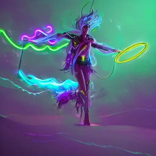 Image similar to create concept of a neon elemental, whirling energy made of neon ( dramatic, cinematic, digital fantasy art )