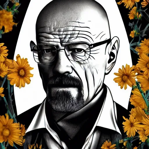 Prompt: walter white, plant, scarce, omniscient, utter, adorable, pregnant, malicious, maddening, chunky, innate