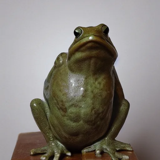 Image similar to greek statue of a buff frog