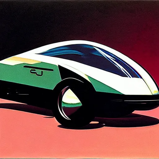 Image similar to concept art for a sidecar car, painted by syd mead, high quality