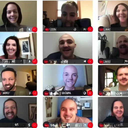 Image similar to a zoom facetime meeting full of pit bulls