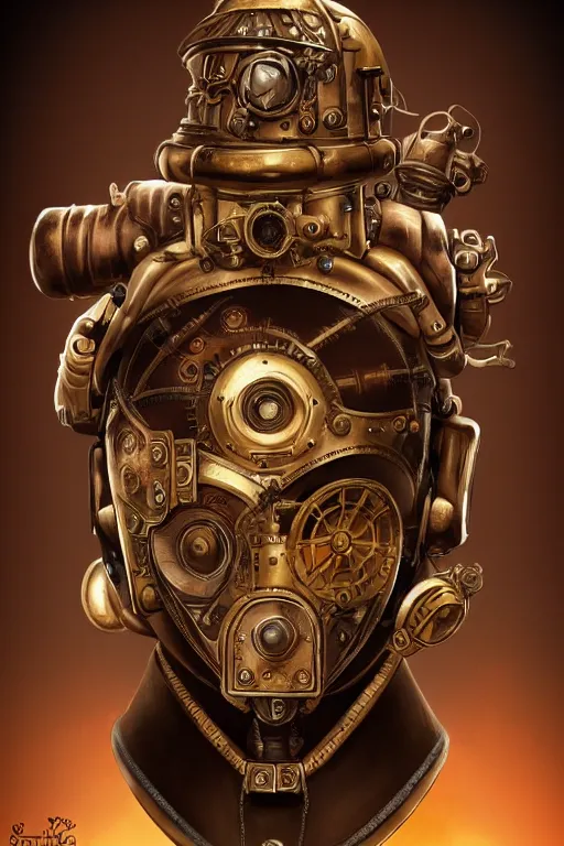 Image similar to steampunk helmet fantasy art mask robot ninja stylized digital illustration sharp focus, elegant intricate digital painting artstation concept art global illumination ray tracing advanced technology chaykin howard and campionpascale and cooke darwyn and davis jack