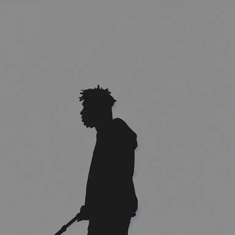 Image similar to silhouette of rapper rapping, holding microphone, profile view, distinct, 4k